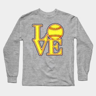 Softball Fastpitch LOVE Stitched Outline 2023 Long Sleeve T-Shirt